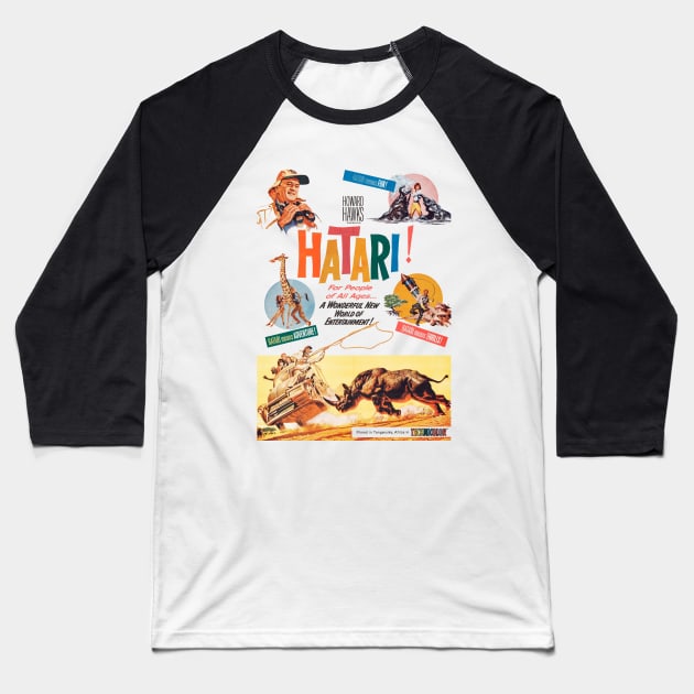 Hatari! Movie Poster Baseball T-Shirt by MovieFunTime